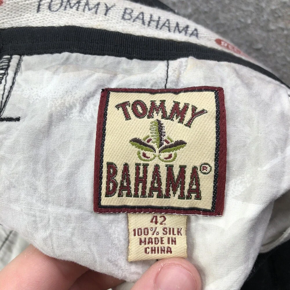 Tommy Bahama Pants Mens 42 Black Silk Dress Pleated Cuffed Straight Relaxed